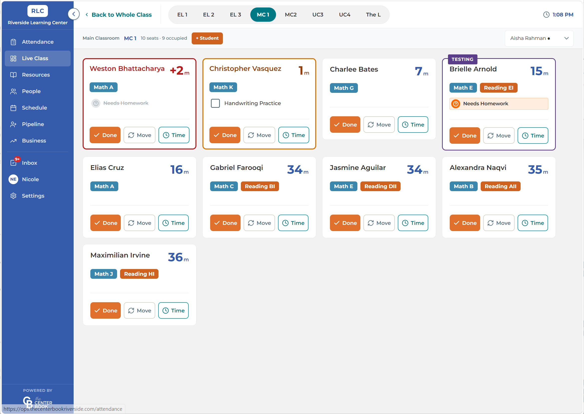 Live classroom view